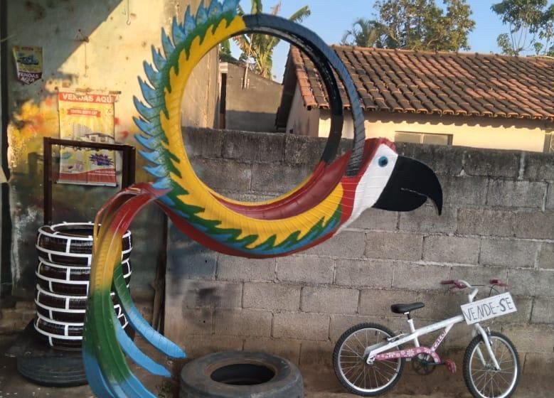  Em Lagoa da Prata, borracheiro transforma pneus velhos em arte