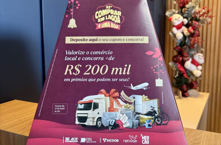 ‘Comprar em Lagoa é uma Boa’ da ACE/CDL sorteia R0 mil em prêmios e vai até 11 de Janeiro